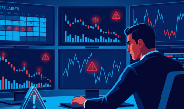 Trader analisando gráficos em dezembro com alertas sobre os 5 erros que destroem contas no fim de ano