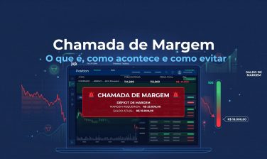 Tela de plataforma de trading com alerta de chamada de margem no mercado futuro