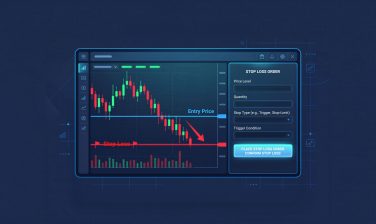 Tela de plataforma de trading com ordem de stop loss configurada no mercado futuro